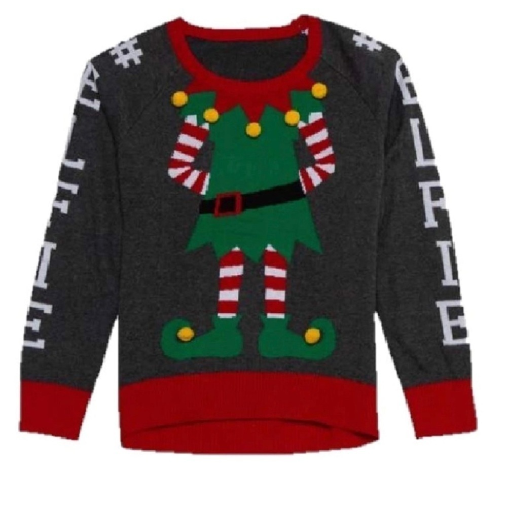 Well Worn Holiday Elfie Sweater Charcoal Grey Sz 2T